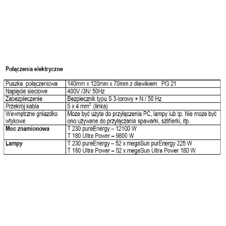 megaSun Tower T200   z halogenami X-tra Tan   fabrycznie nowe