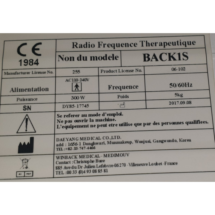 BACK1S - Radio Frequence Therapeutique