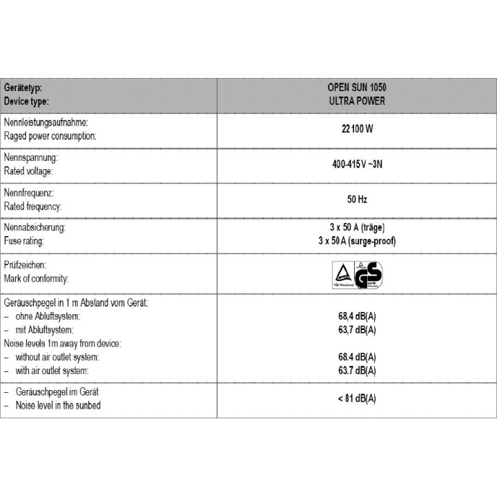 Ergoline Open Sun 1050 Ultra Power